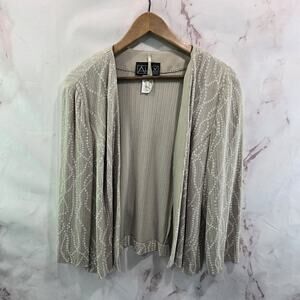 Alex Evenings Jacket Womens 18 Beige Tan Glitter Sparkle Shimmer Metallic